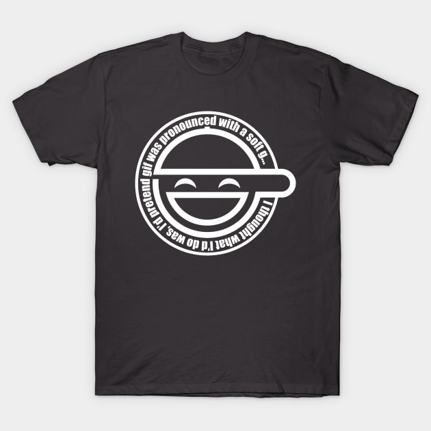 Laughing Man Gif (white) T-Shirt by YMMVSPSFD